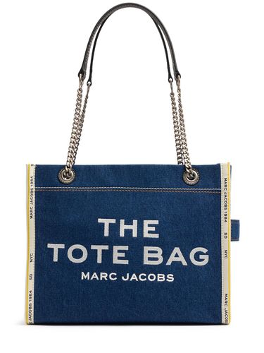 Borsa The Medium Tote In Denim Con Catena - MARC JACOBS - Modalova