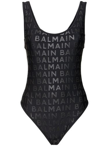 Logo Printed Lycra One Piece Swimsuit - BALMAIN - Modalova