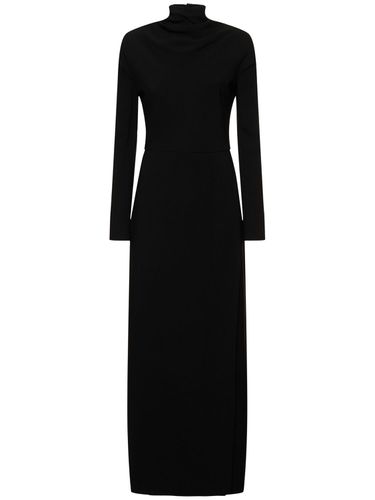 Draped Viscose Blend Cady Long Dress - VERSACE - Modalova