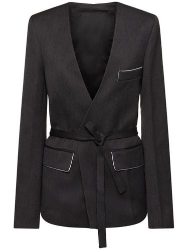 Collarless Shrunken Wool Blazer - VICTORIA BECKHAM - Modalova