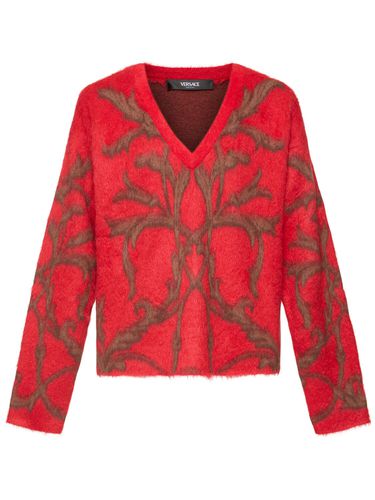 Barocco Wool Blend Knit Sweater - VERSACE - Modalova