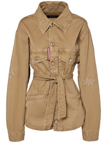 To 5 Cotton Belted Overshirt - DSQUARED2 - Modalova