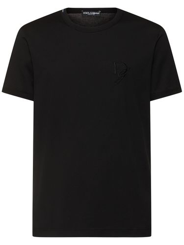 Cotton Jersey Logo T-shirt - DOLCE & GABBANA - Modalova