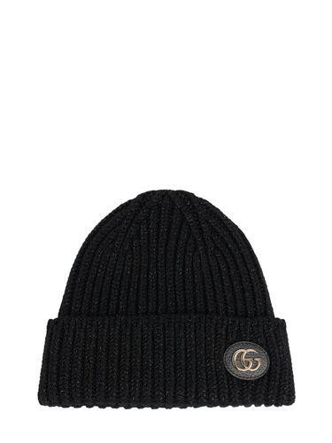 Rib Knit Wool Blend Lamé Hat - GUCCI - Modalova