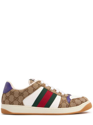 Screener Gg Canvas And Leather Sneakers - GUCCI - Modalova