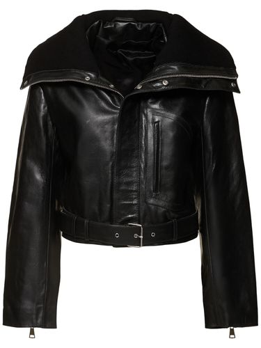 Cropped Leather Biker Jacket - VICTORIA BECKHAM - Modalova