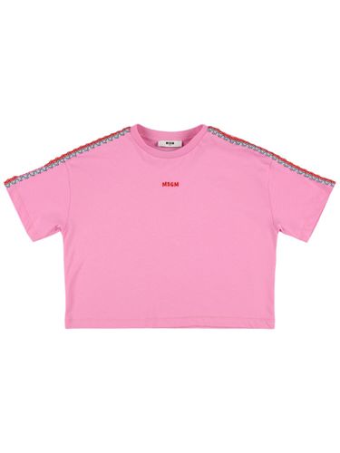 Camiseta De Jersey De Algodón Bordada - MSGM - Modalova