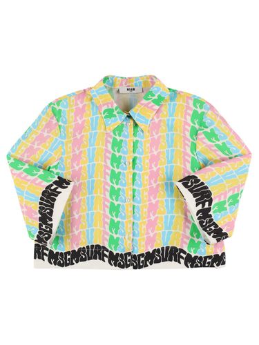 Camisa De Popelina De Algodón Estampada - MSGM - Modalova