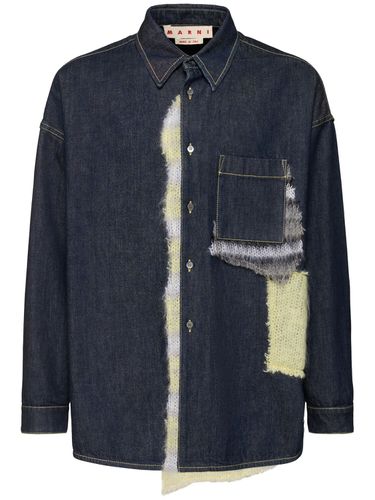 Camicia In Denim Con Patch In Lana - MARNI - Modalova