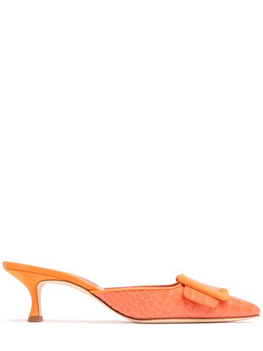 Mm Maysalebi Croc Embossed Mules - MANOLO BLAHNIK - Modalova