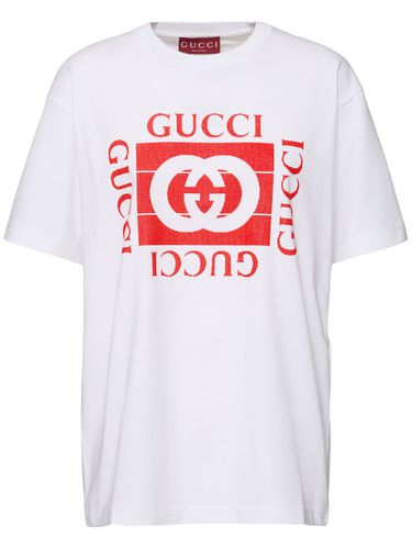 Interlocking G Print Cotton T-shir - GUCCI - Modalova