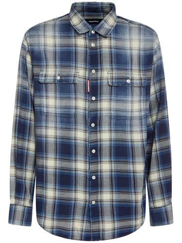 D2 Washed Check Cotton Shirt - DSQUARED2 - Modalova