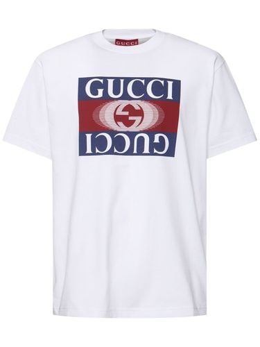 T-shirt Aus Baumwolle Mit Logo „“ - GUCCI - Modalova