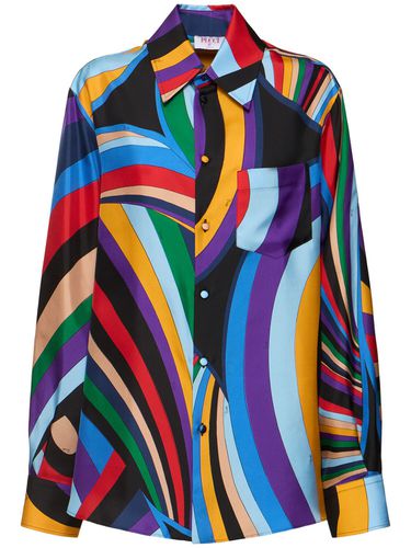 Camisa De Sarga De Seda Estampada - PUCCI - Modalova