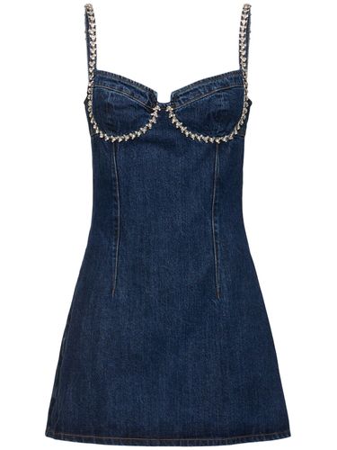 Embellished Cotton Denim Mini Dress - SELF-PORTRAIT - Modalova