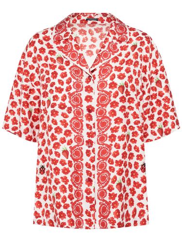 Strawberry Print Silk Twill Shirt - VERSACE - Modalova