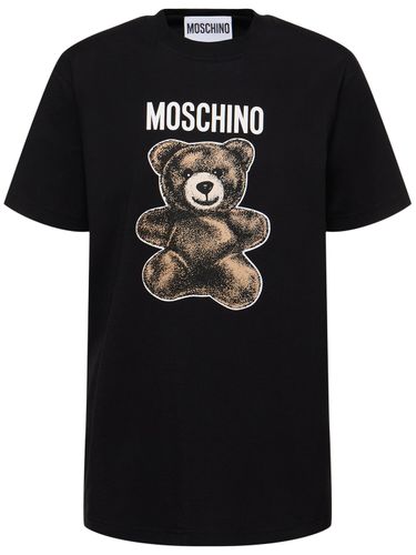 Logo Printed Cotton Jersey T-shirt - MOSCHINO - Modalova