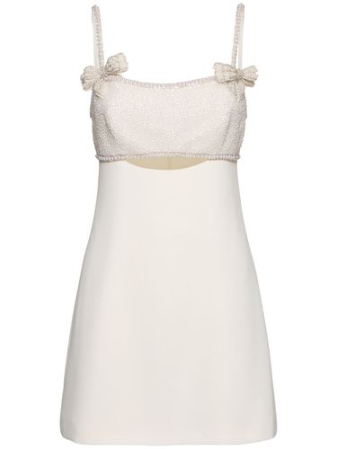 Crepe Pearl Bow Mini Dress - SELF-PORTRAIT - Modalova