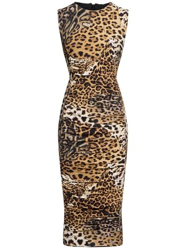 Printed Lycra Midi Dress - ROBERTO CAVALLI - Modalova