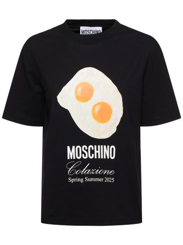 Logo Printed Cotton Jersey T-shirt - MOSCHINO - Modalova