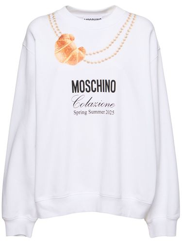 Logo Printed Cotton Sweatshirt - MOSCHINO - Modalova