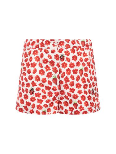 Strawberry Print Silk Twill Shorts - VERSACE - Modalova