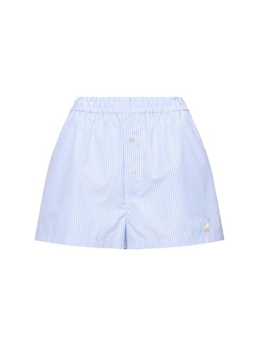 Striped Poplin Elastic Waist Shorts - MOSCHINO - Modalova