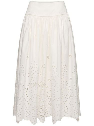 Embroidered Cotton Midi Skirt - SELF-PORTRAIT - Modalova