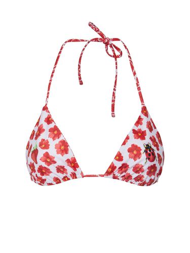 Strawberry Print Triangle Bikini Top - VERSACE - Modalova