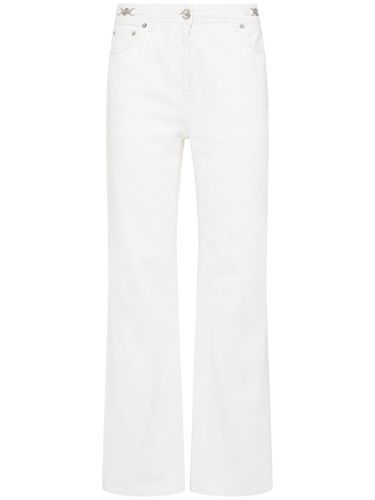 Washed Cotton Denim Straight Jeans - VERSACE - Modalova