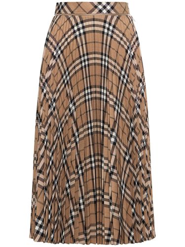 Falda Midi Plisada De Lana - BURBERRY - Modalova