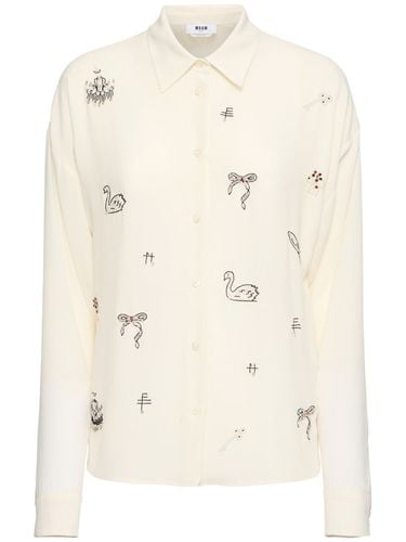 Printed & Embroidered Satin Shirt - MSGM - Modalova