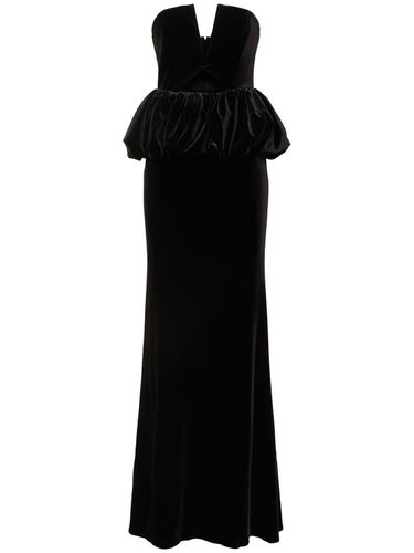 Strapless Velvet Peplum Maxi Dress - SELF-PORTRAIT - Modalova