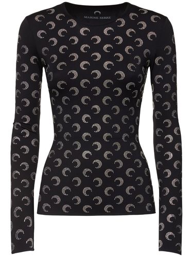 Rhinestoned Moon Jersey Second Skin Top - MARINE SERRE - Modalova