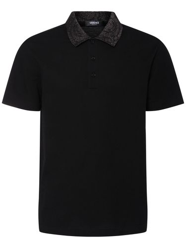 Baroque Embroidery Cotton Piquet Polo - VERSACE - Modalova