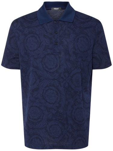 Barocco Jacquard Cotton Piquet Polo - VERSACE - Modalova