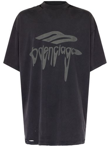 D Liquified Effect Cotton T-shirt - BALENCIAGA - Modalova