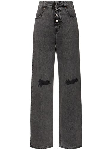 Faded & Destroyed Mid Rise Wide Jeans - MM6 MAISON MARGIELA - Modalova