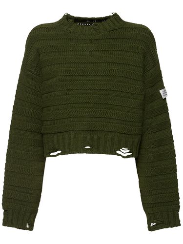 Distressed Wool Blend Crewneck Sweater - MM6 MAISON MARGIELA - Modalova