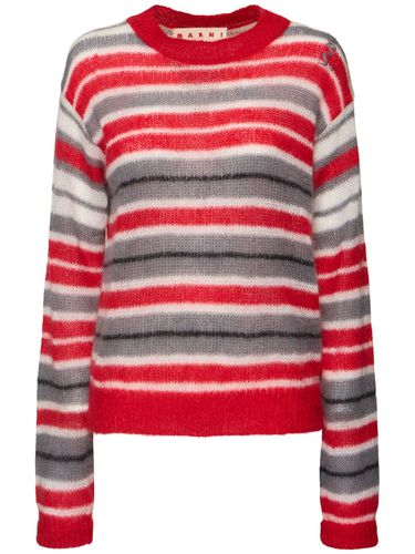 Striped Mohair Blend Crewneck Sweater - MARNI - Modalova