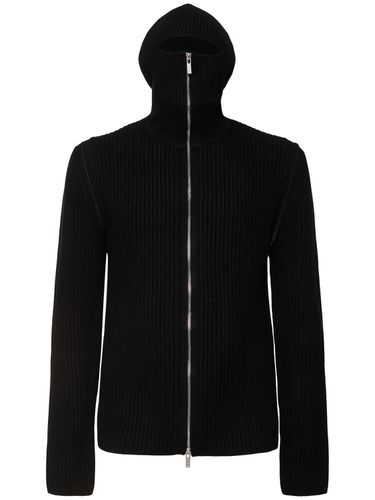 Hooded Wool Knit Full-zipped Sweater - HELMUT LANG - Modalova