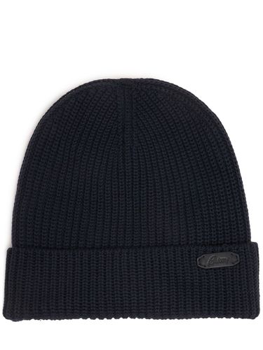 Logo Plaque Wool Knit Hat - BRIONI - Modalova