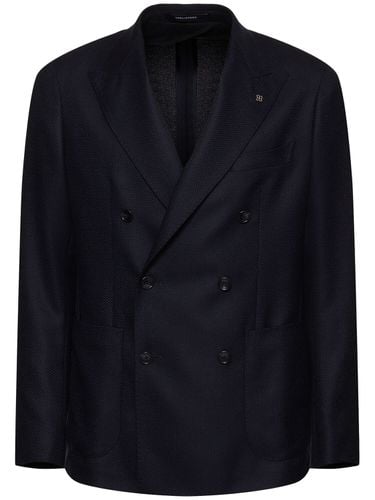 Hopsack Double Breast Wool Blazer - TAGLIATORE - Modalova