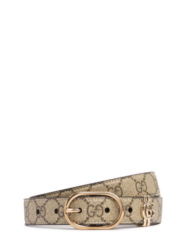 Mm Gg Canvas Belt W/ Oval Buckle - GUCCI - Modalova