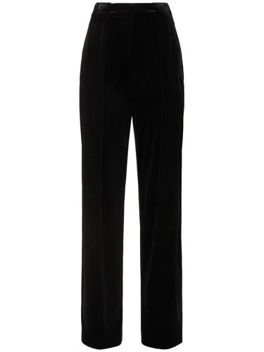 High Waist Pleated Velvet Loose Pants - BALMAIN - Modalova