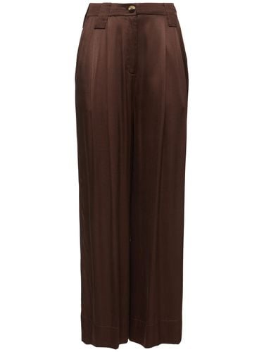 Washed Satin High Waist Flared Leg Pants - GANNI - Modalova