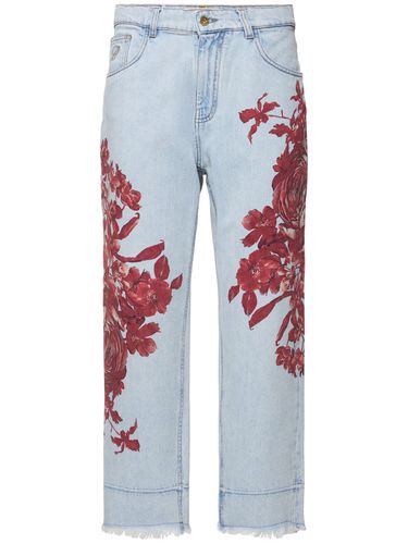 Printed Baggy High Rise Cropped Jeans - BLUMARINE - Modalova