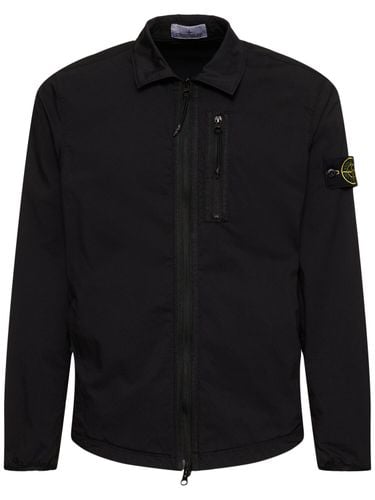 Cotton Blend Zip Overshirt - STONE ISLAND - Modalova