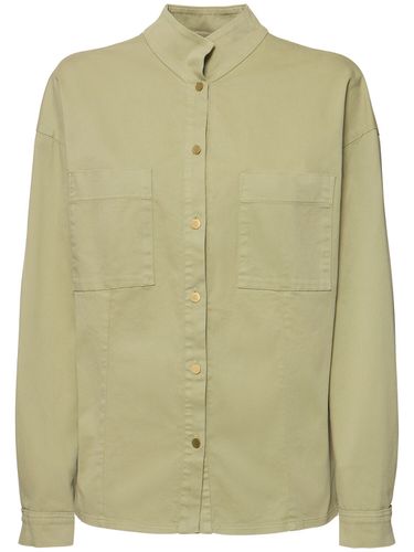 Cotton Blend Twill Mandarin Collar Shirt - FORTE_FORTE - Modalova