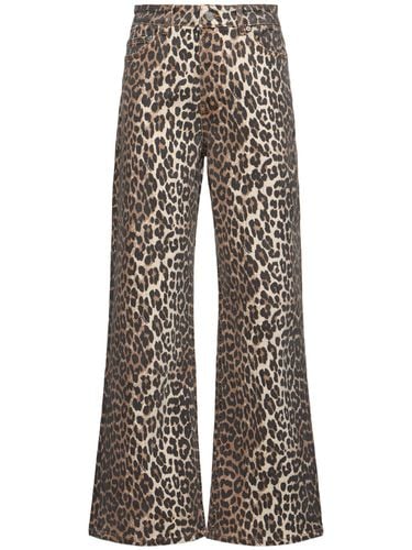 Leopard Print Denim High Rise Jeans - GANNI - Modalova